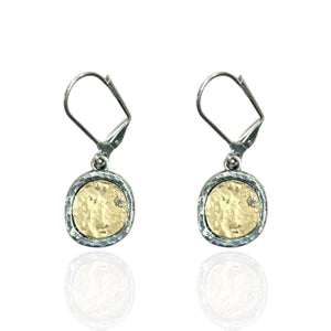 Vintage Silver Pavia Coin & Frame Dangle Earrings