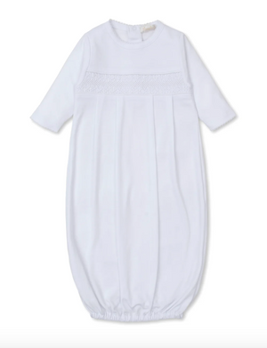 Hand Smocked Charmed White Sack Gown