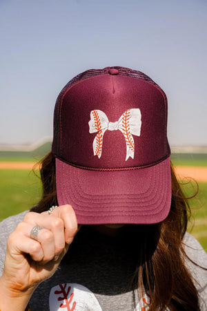 Baseball Bow Maroon Hat
