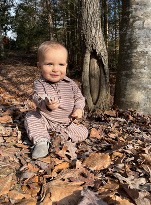 Brown / Beige Stripe Kingston Polo Romper