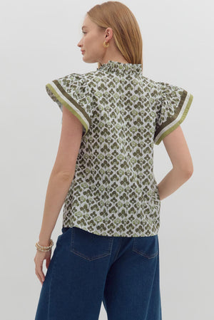 Olive SS Floral Top