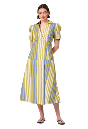 Clark Dress Chartreuse Stripes