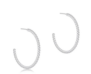 Beaded Classic 1.25" Post Hoop - 2mm Sterling