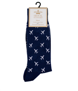 Men's Airplane Socks Navy/White
