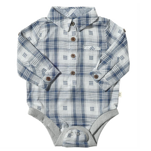 Blue Plaid Jasper Woven Onesie