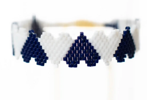 Navy and White Beaded Claire Bracelet