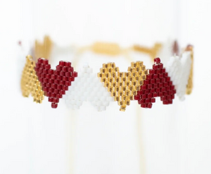 Maroon White and Gold Claire Bracelet