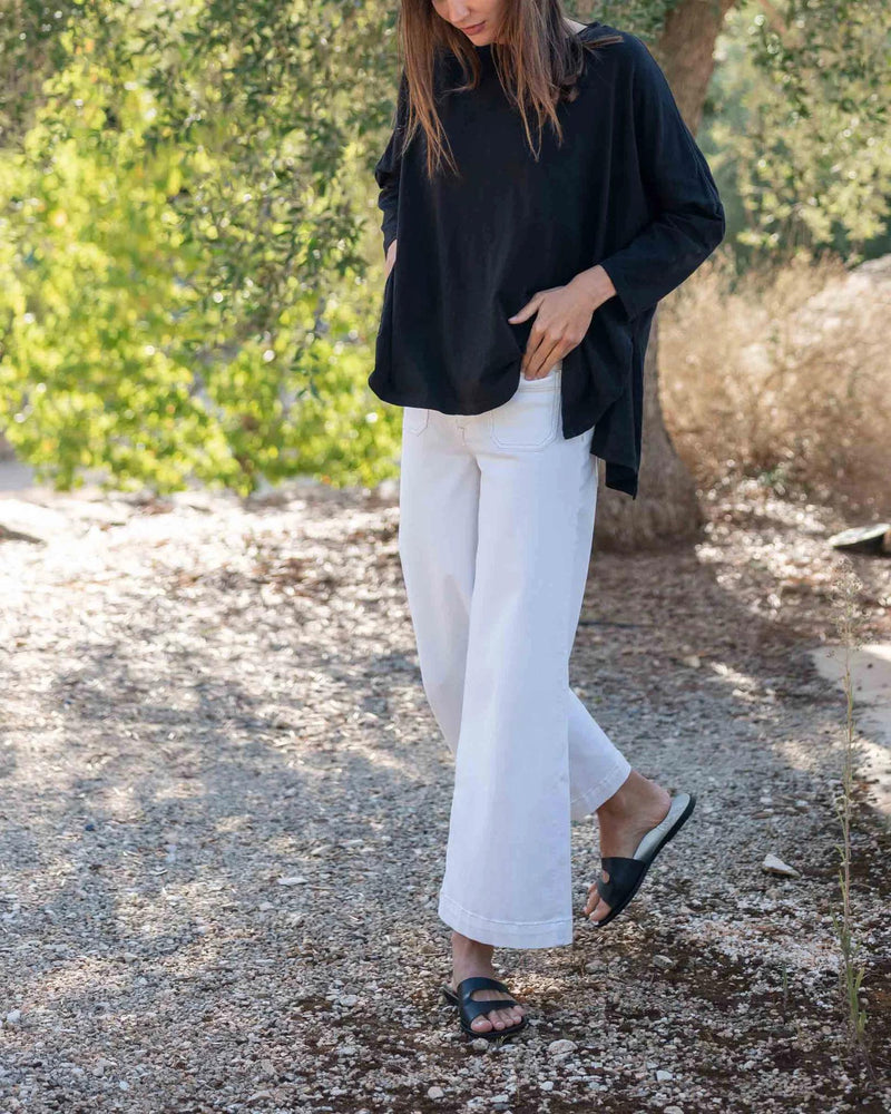 Sailor Cropped Wide Leg - White Sails