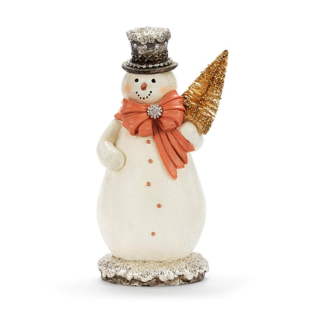 Snowman with Tree Sparkle Figurine