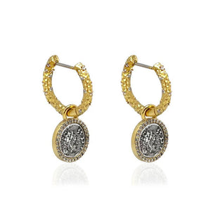 Gold Crystal Huggies With Slide On  Dupre Coins