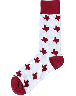 Men's Texas Pride Socks Gray/Maroon/White