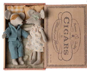 Mum & Dad Mice in Cigar Box
