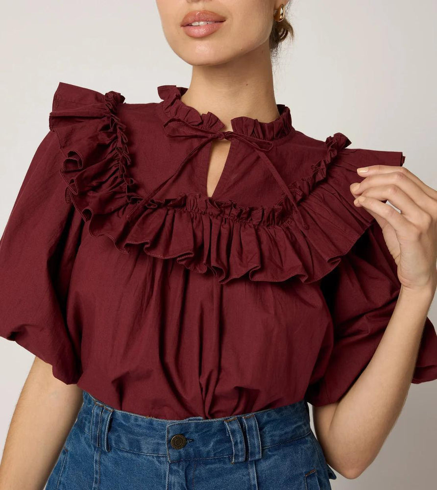 Janet Blouse Dark Crimson