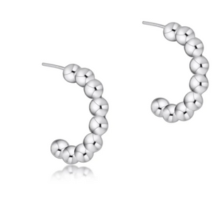 Beaded Classic 1" Post Hoop - 4mm Sterling