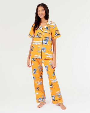 Houston Toile Pajama Pants Set Orange / Navy