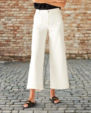 Sailor Cropped Wide Leg - White Sails