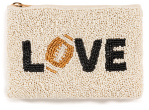 Love Football Beaded Zip Pouch