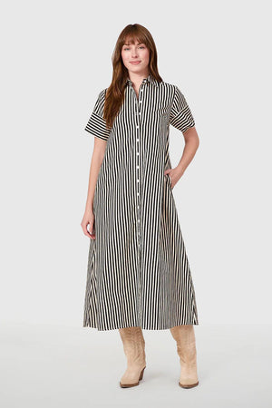 Gibbons Dress Ganache Pinstripe