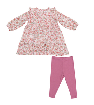 Pretty Calico Ruffle Tiered Dress and Leggings