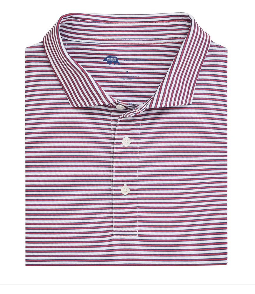 Guide Stripe Performance Pique Polo - Earth Red