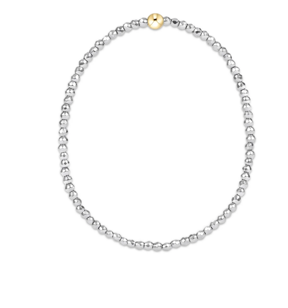 Extends Silver Faceted Hematite 2mm Bead Bracelet