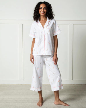 Short Sleeve & Cropped Pants Set in Bubbly Brunch