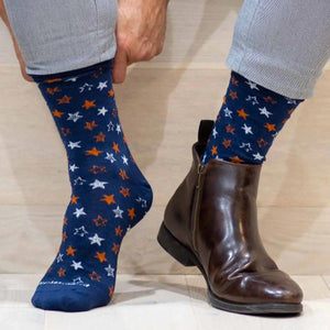 Men's Star Socks Navy/Orange/White