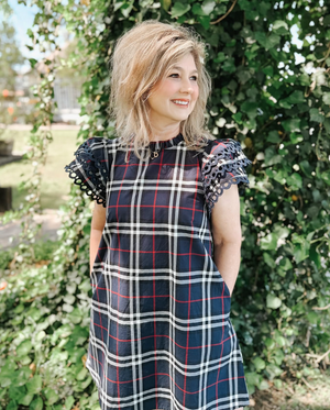 Navy Plaid Mix Dress