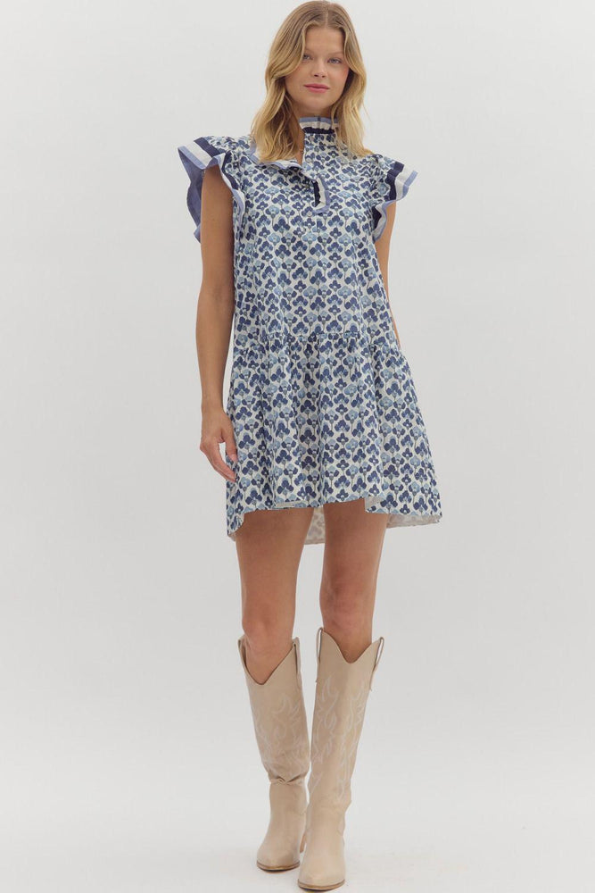 Navy SS Floral Dress