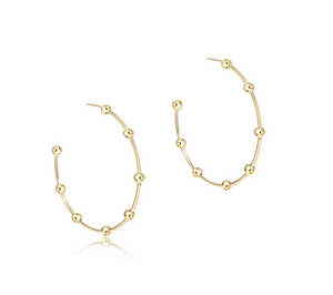 Beaded Simplicity 1.5" Post Hoop - 4MM Gold