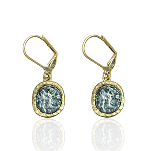 Gold Pavia Coin & Frame Dangle Earrings
