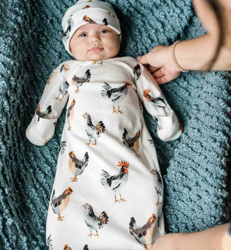 Chicken Organic Cotton NB Gown & Hat