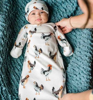Chicken Organic Cotton NB Gown & Hat