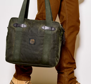 Tin Cloth Zipper Tote Bag Otter Green