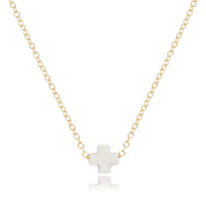 16" Necklace Gold - Signature Cross Off-White