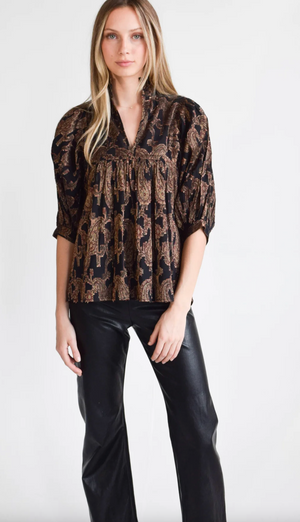Paisley High Neck Top