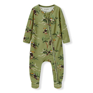 Toucan Cotton Stretch Zipper Footed Romper
