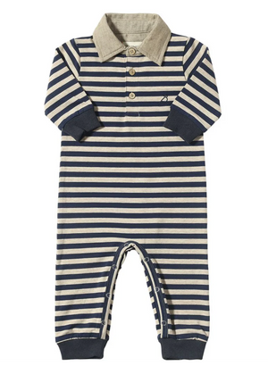 Black / Cream Stripe Kingston Polo Romper