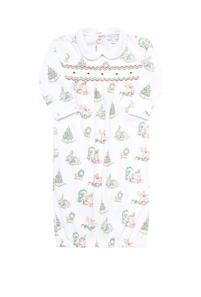 Christmas Toile Smocked Gown