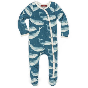 Bamboo Footed Snap Romper Whale