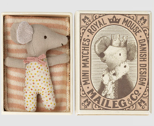 Sleepy Wakey Baby Mouse in Matchbox - Rose