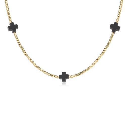 
            
                Load image into Gallery viewer, 15&amp;quot; Choker Signature Cross Gold 2mm Bead
            
        