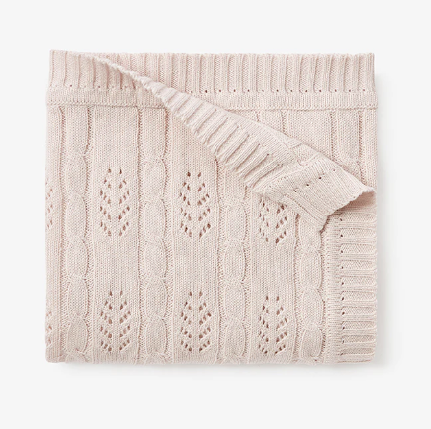 Leaf Knit Blanket Blush