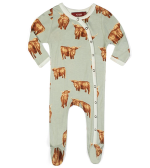 Footed Snap Romper Cow